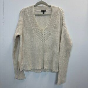 Eileen Fisher Ecru V-Neck Sweater Large